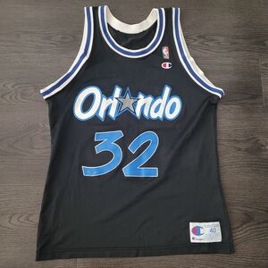 Vintage 90s Champion NBA Shaquille O'Neal Orlando Magic Jersey Black Size 40